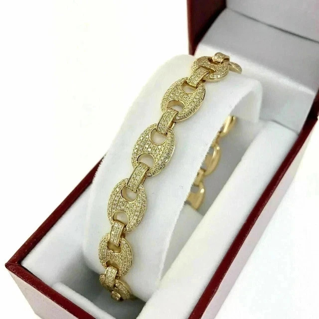 9Ct Round Cut Simulated Diamond Engagement Tennis Bracelet 14KYellow Gold Plated