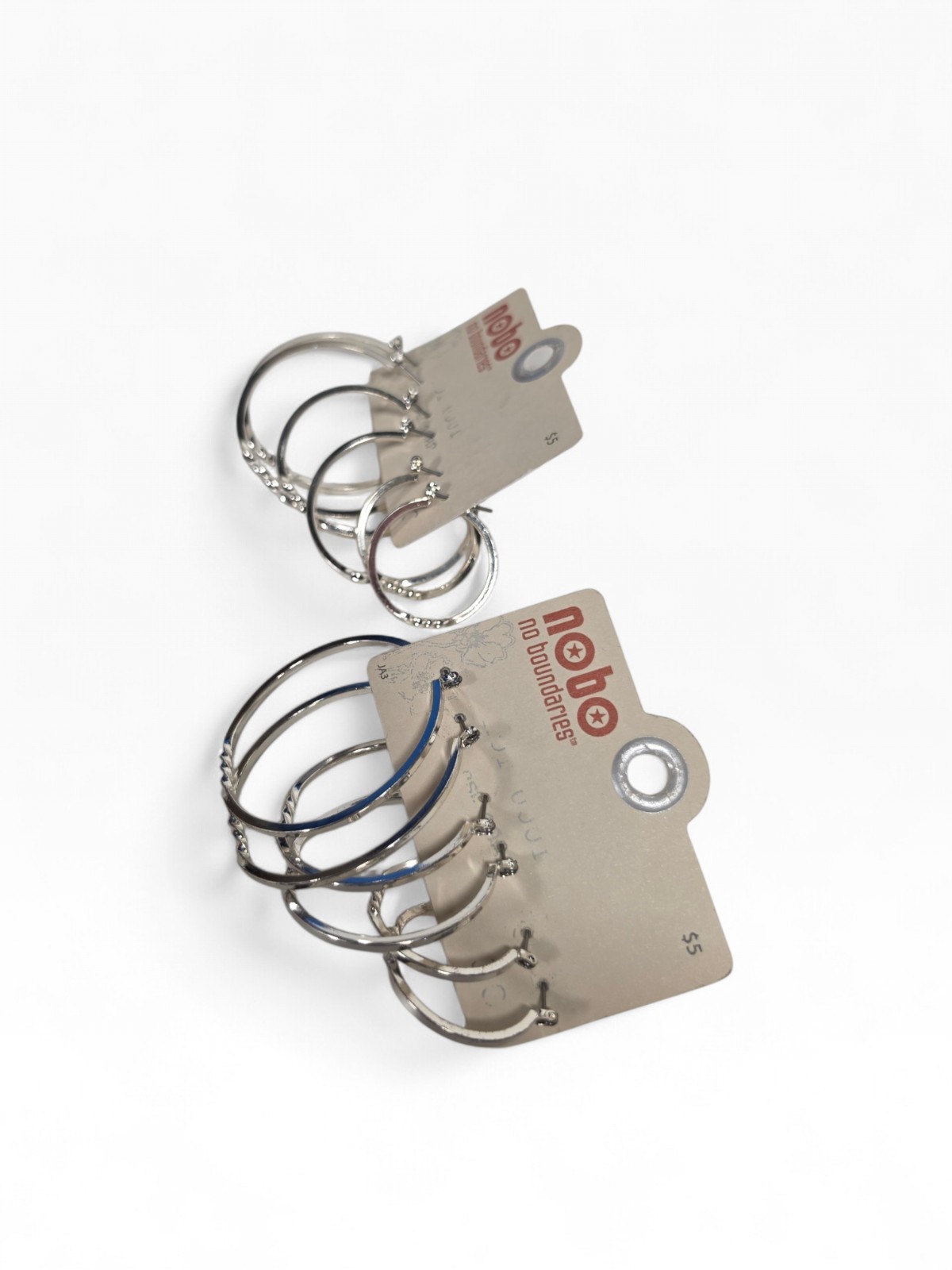 New Hoop Earrings No Boundaries Y2K Style Silver Accent Hinge 6 TOTAL PAIRS