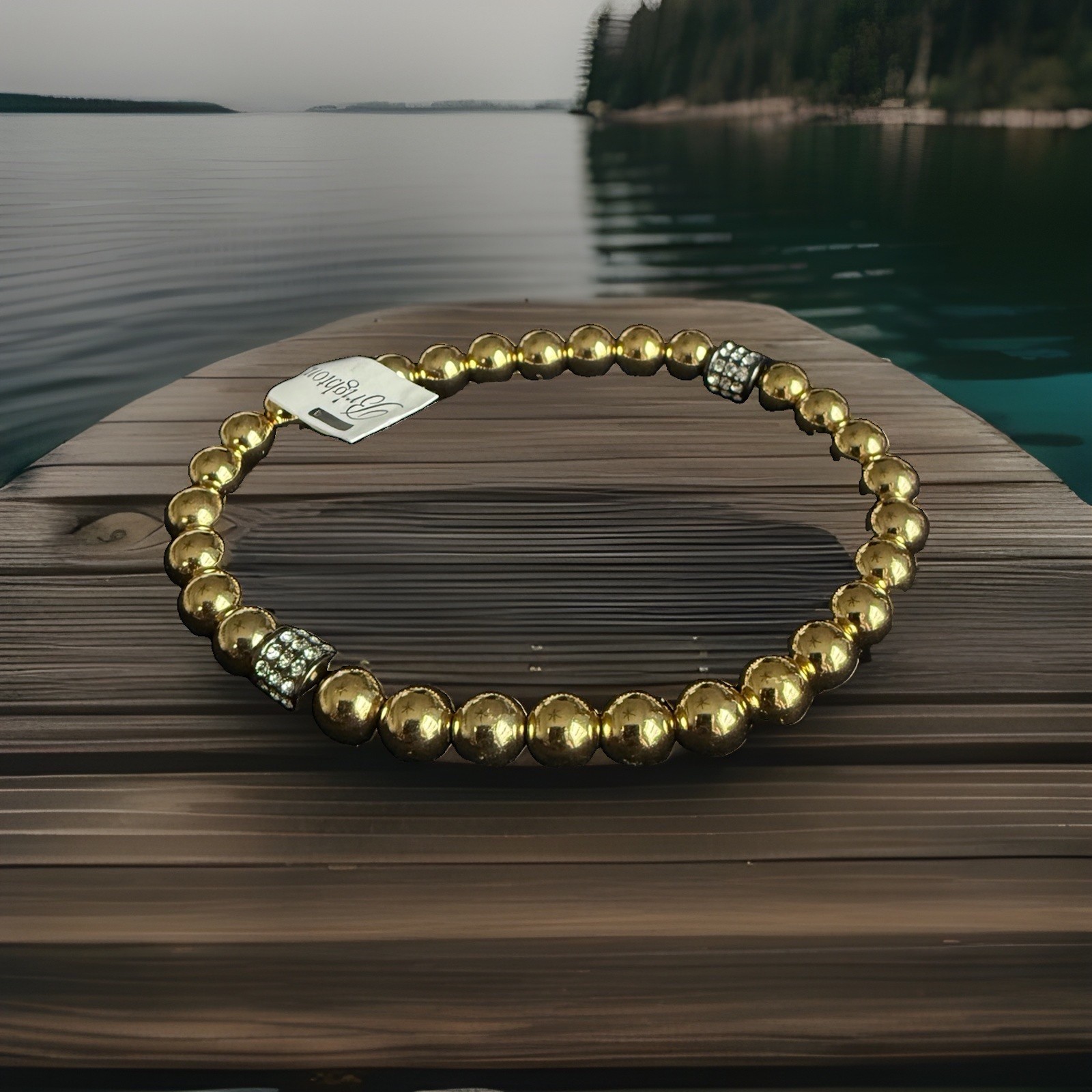 Brighton Bracelet Meridian Petite Stretch Gold Black NWT