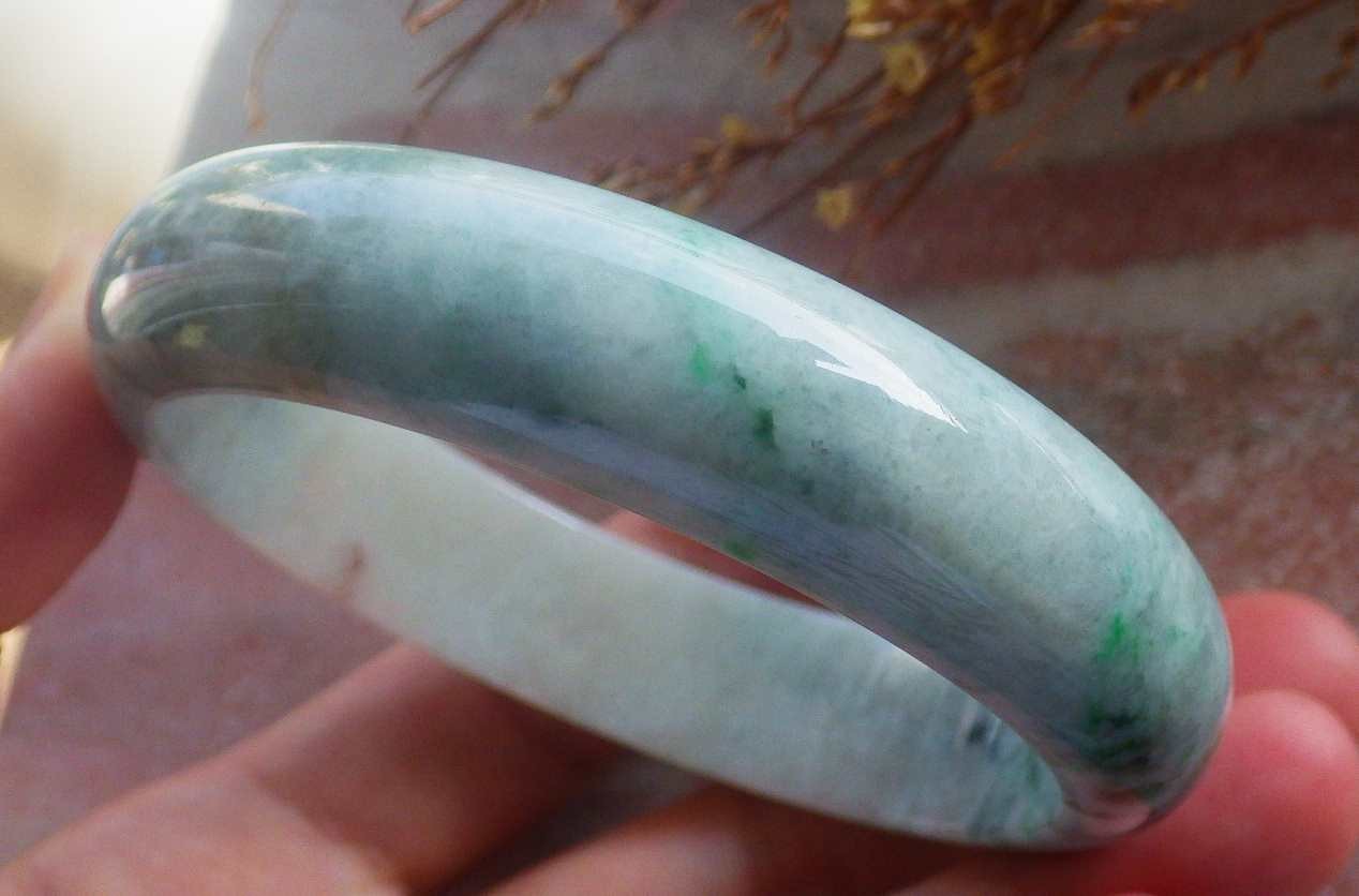 Video Certified Green 100% Natural A JADE Jadeite Bangle Bracelet 59mm 手镯 716300