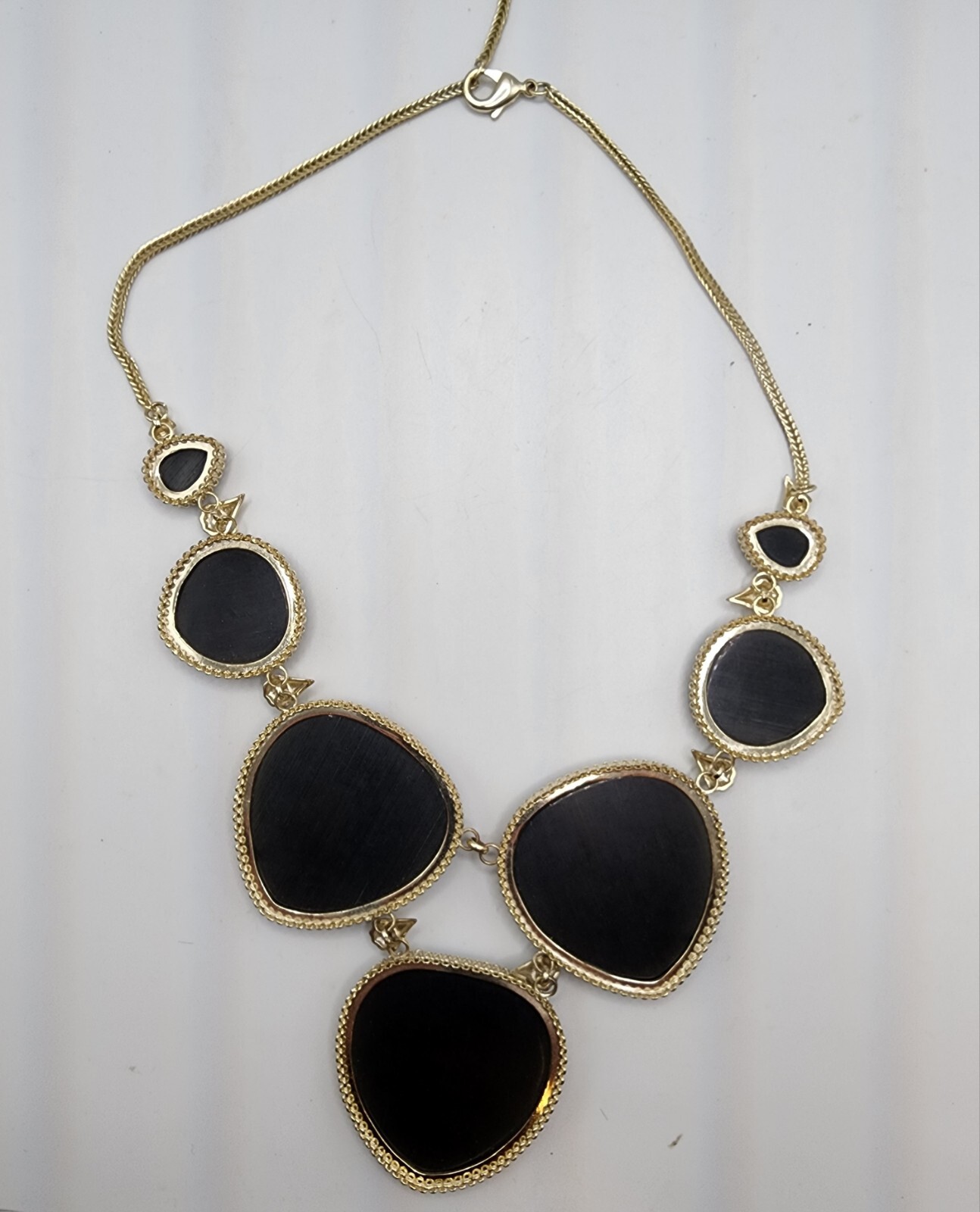 Kendra Scott Black large Vintage Statement Necklace gold Heavy 15″ 2″ Extender
