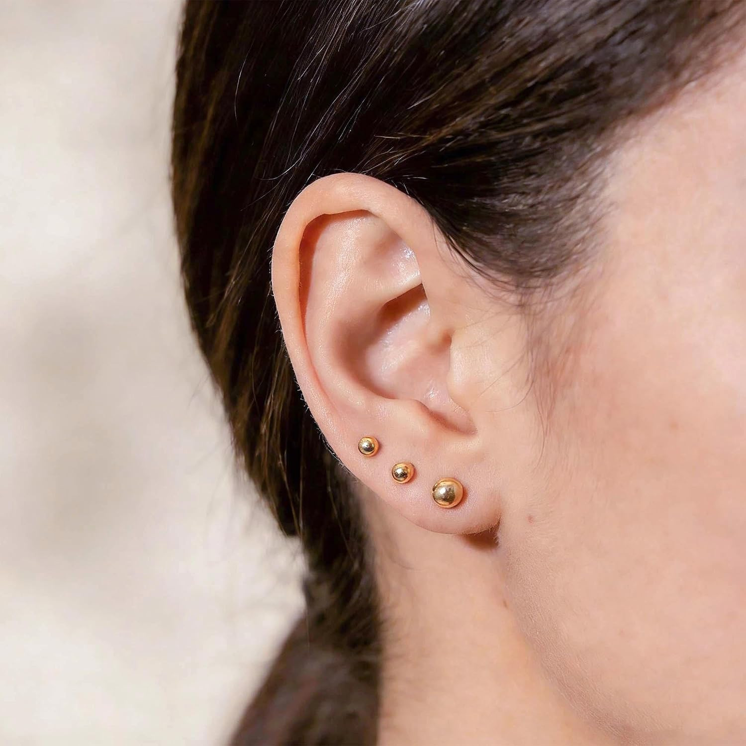 5 Pairs Stud Earrings for Women 14K Silver Gold Plated Studs 3-7MM Hypoallergeni