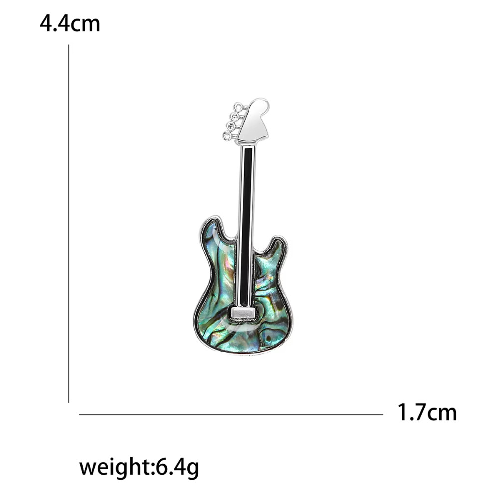 Electric Guitar Brooch Rock Metal Music Instrument Pin Silver Musician Jewelry G