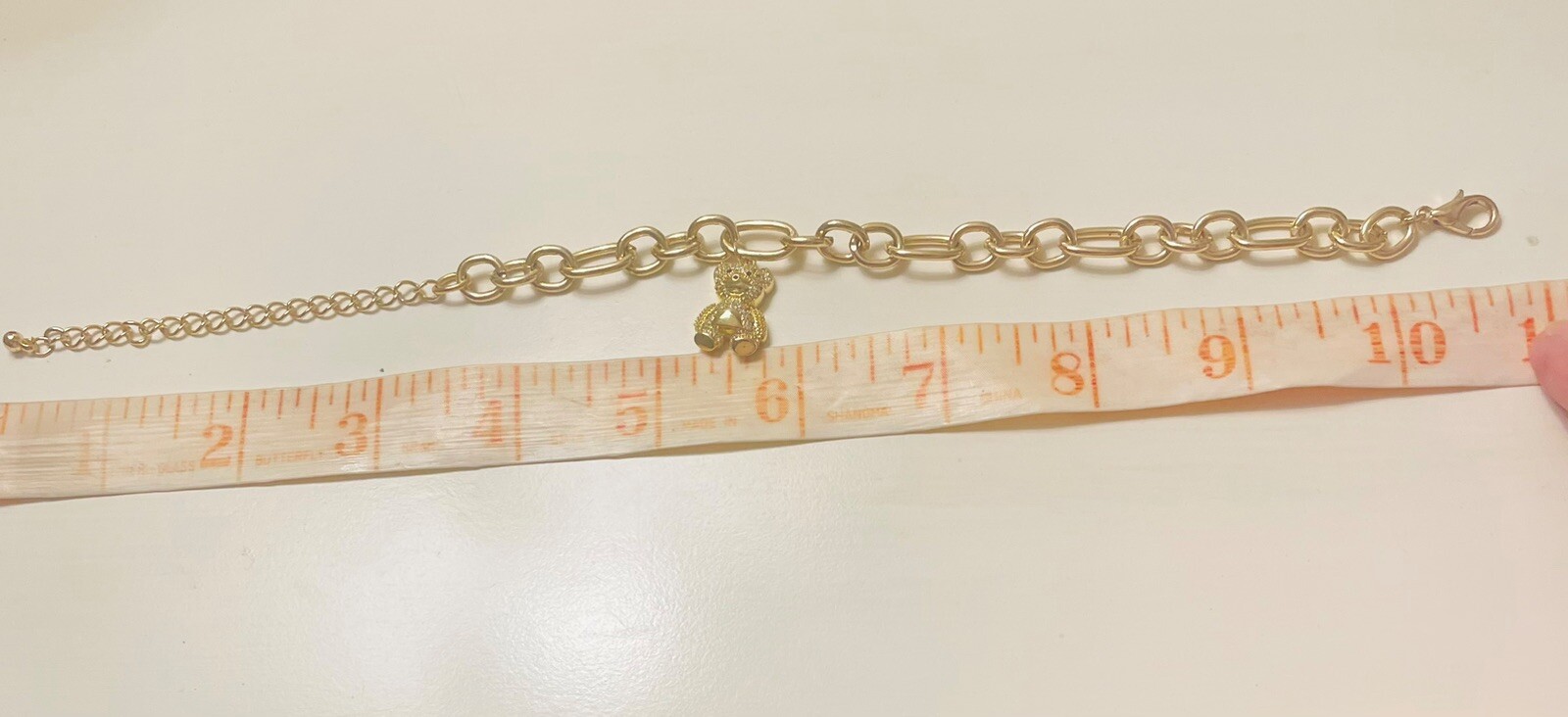Plus Size Teddy Bear Charm Bracelet Gold Tone Links up to 10 Inches NWT