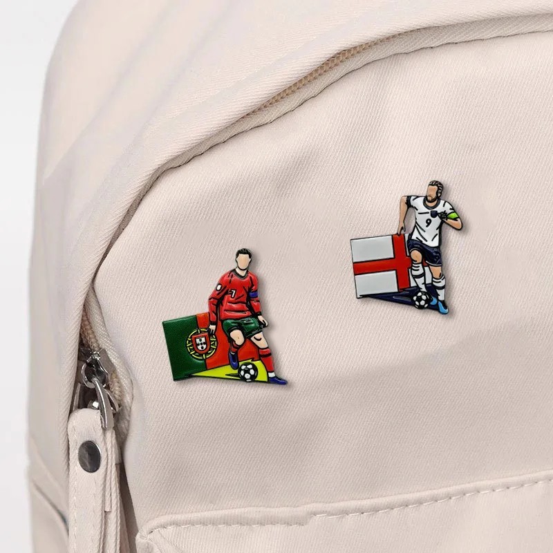 6Pcs Football Soccer Player Enamel Lapel Pin Badge Brooches Metal Fans Gift