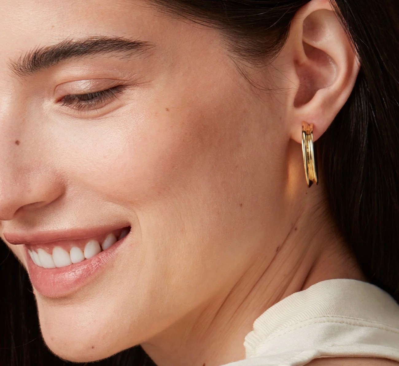 JENNY BIRD 14K Gold Dipped Hidden Heart Hoop Earrings