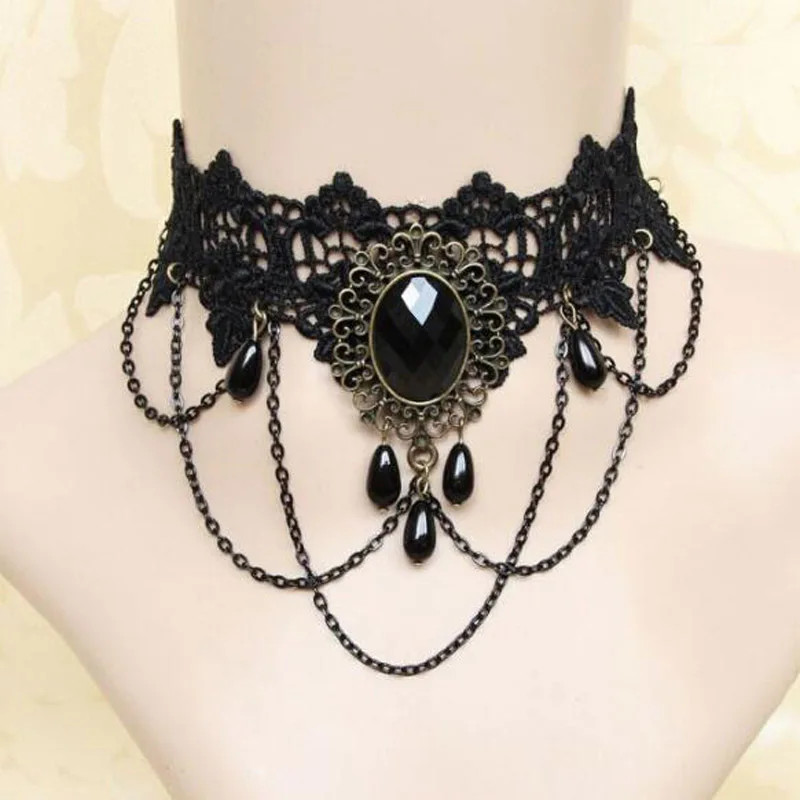 Lady Chokers Leaf Tassel Women Neck Jewelry Accessory Girl Lace Gothic Vintage S