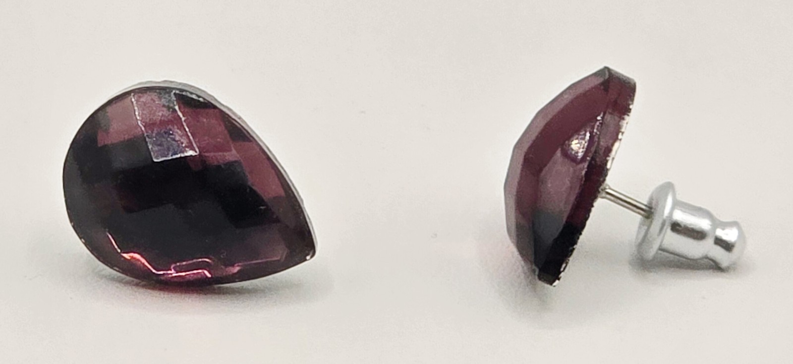 XL Purple Crystal Teardrop Stud Earring 15mm Circle Made with Swarovski Elements