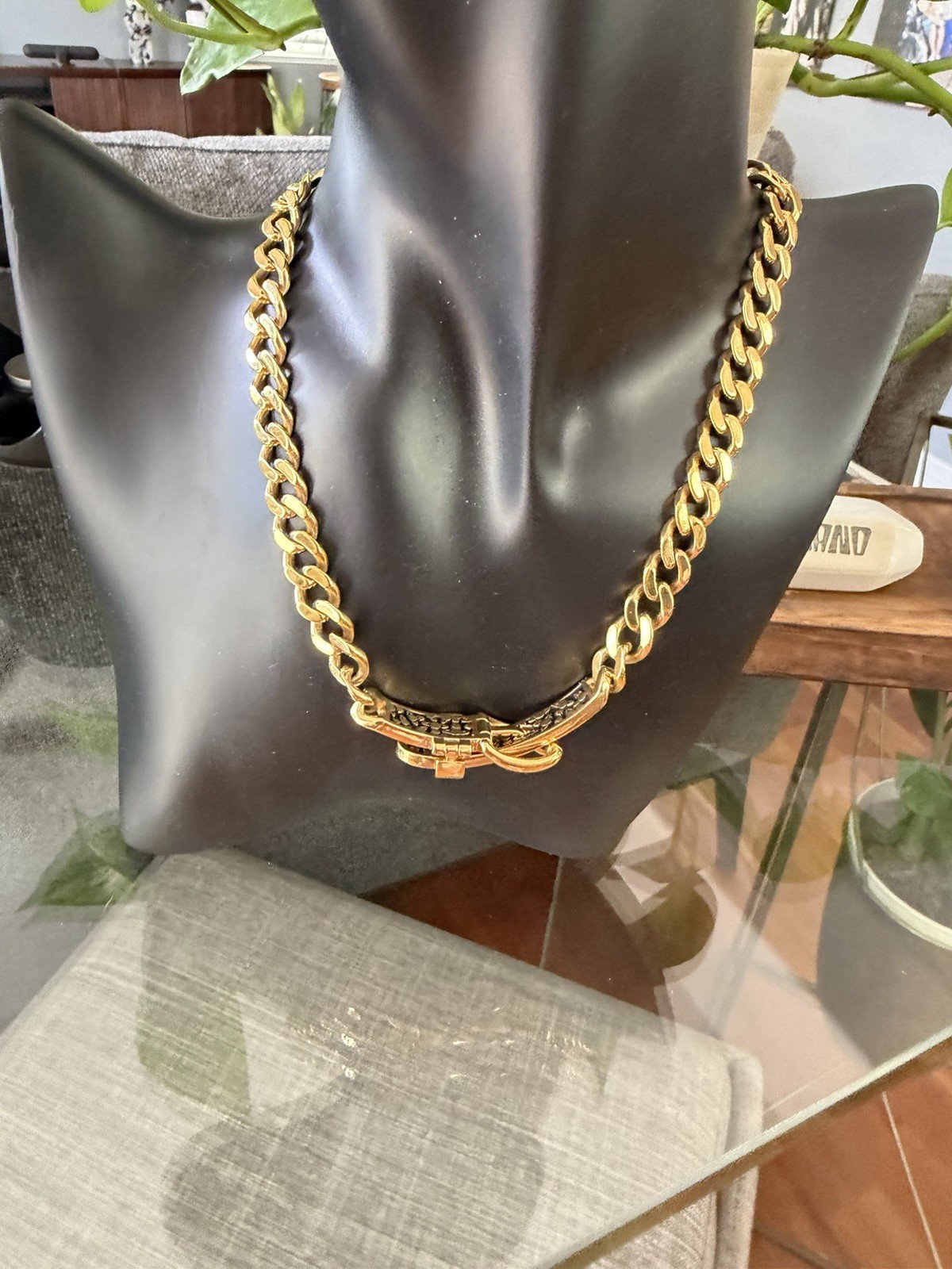 Vivienne Westwood Gold Tone Orb Clasp Curb Chain Necklace Punk Statement