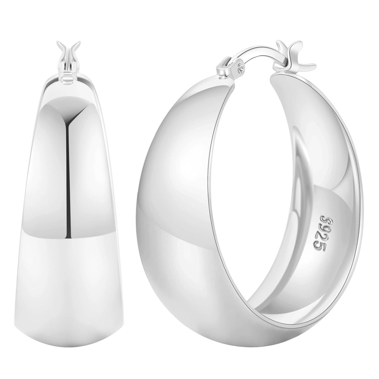 Senteria 12mm Thick Hoop Earrings 925 Sterling Silver Gold Plated