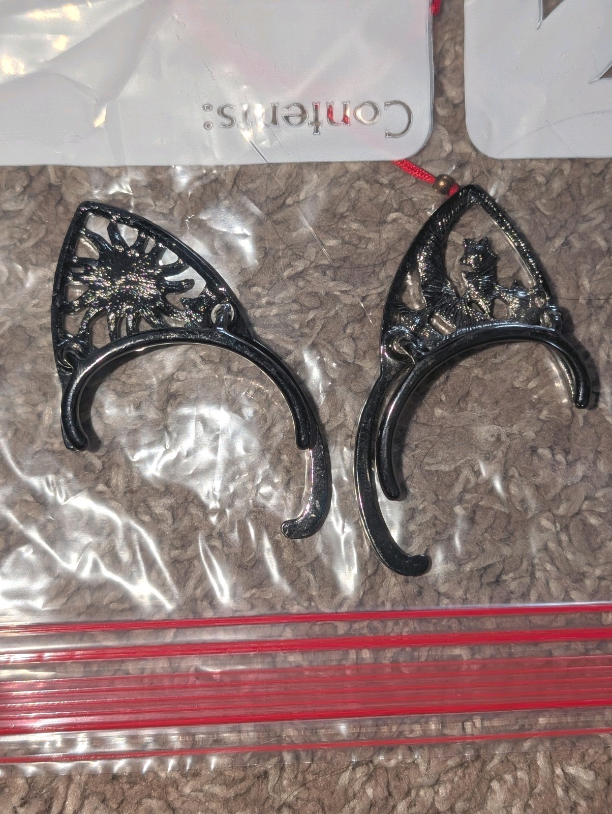 Hot Topic Gothic Cat Ear Cuffs Celestial Moon Star Sun Purple Opal Accents