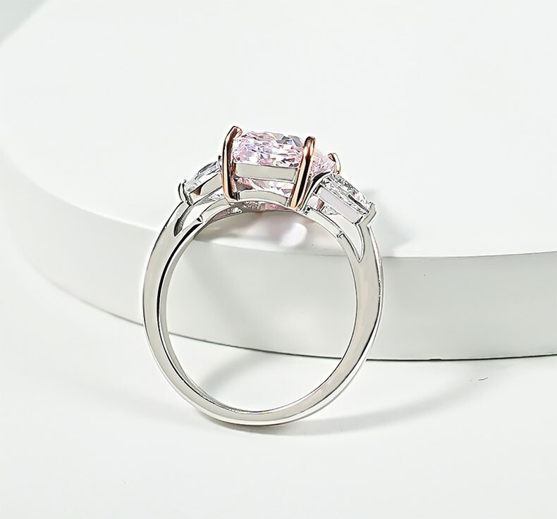 4ct Luxury Pink Diamond Radiant Ice Cut 18K Gold Vermeil Ring, Lab Grown Diamond