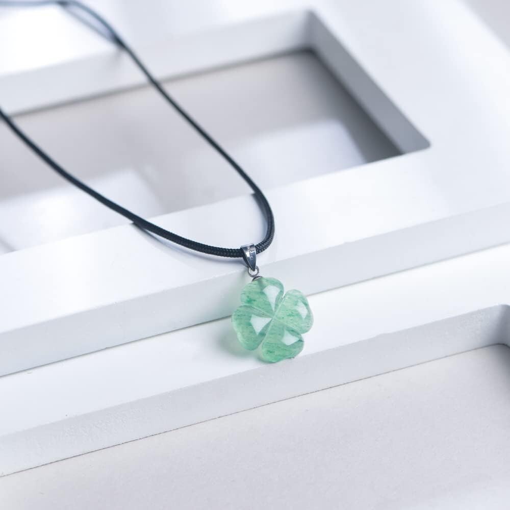 Four Leaf Clover Necklace,Made with Green Aventurine Jade for Faith Hope Love
