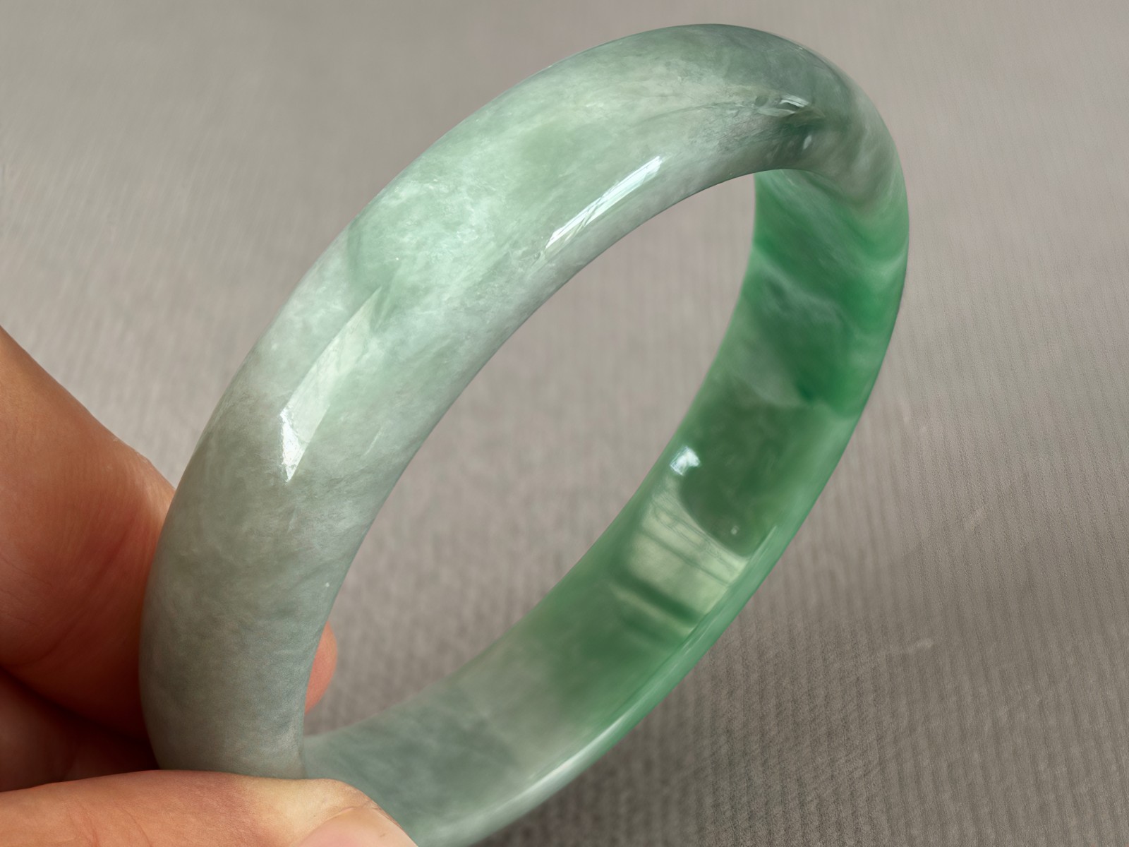 59mm Natural Green Jadeite Jade Bracelets Burma Emerald Jade Bracelet Bangle