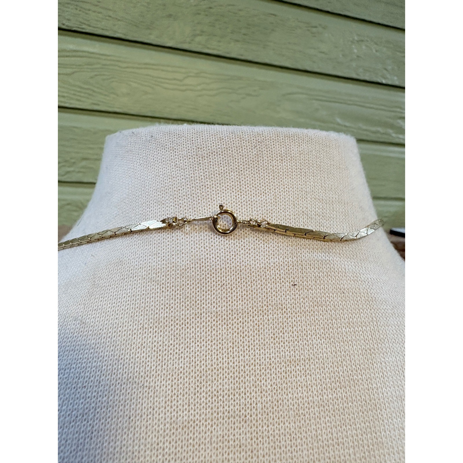 Vintage Gold Tone Flat Snake Herringbone Link Chain Necklace 22 Inch