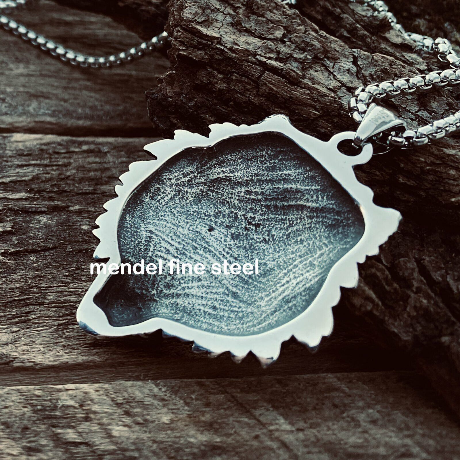 MENDEL Mens Stainless Steel Viking Fenrir Wolf Head Pendant Necklace Men Silver