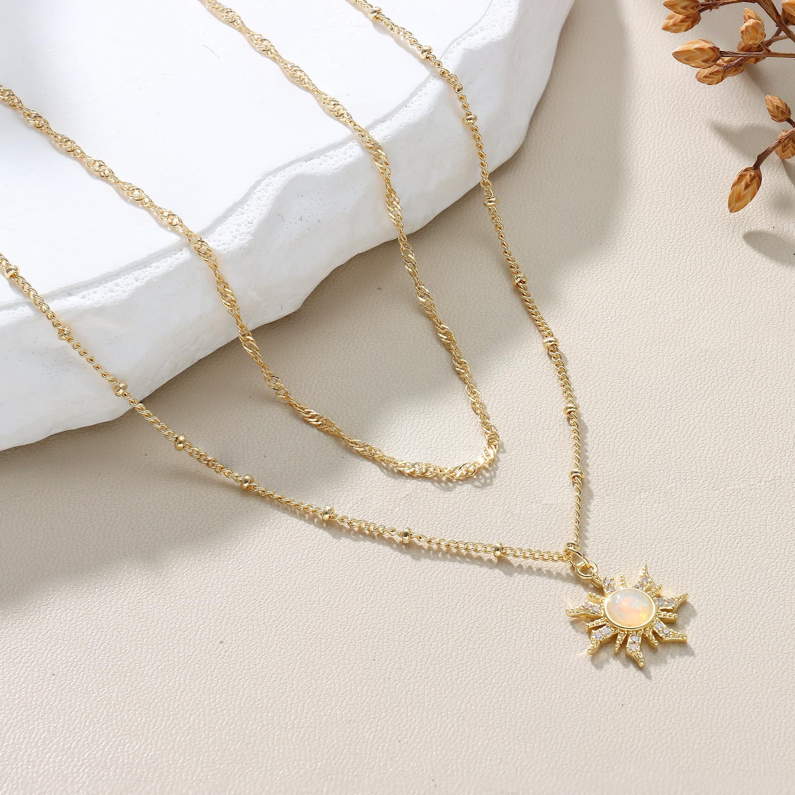Dochais Layered Gold Chain Necklaces for Women Dainty Choker Charm Necklace S…