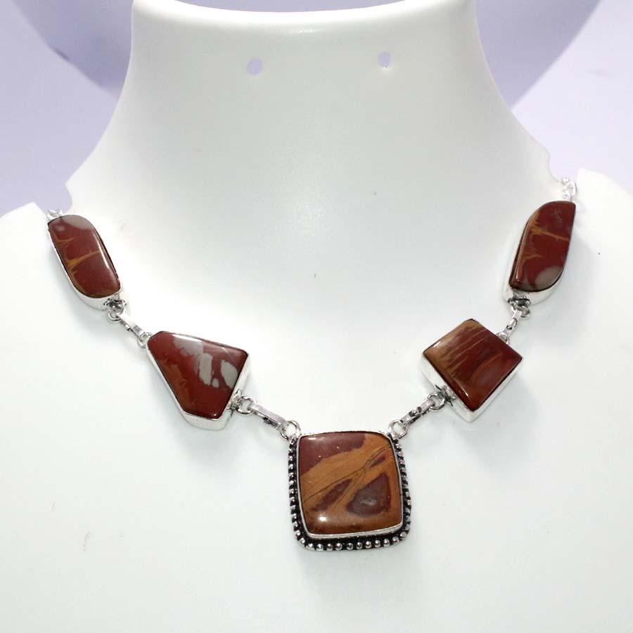 925 Silver Plated Lovely Noreena Jasper Necklace 18″ Fashion Gifts Trendy MJ