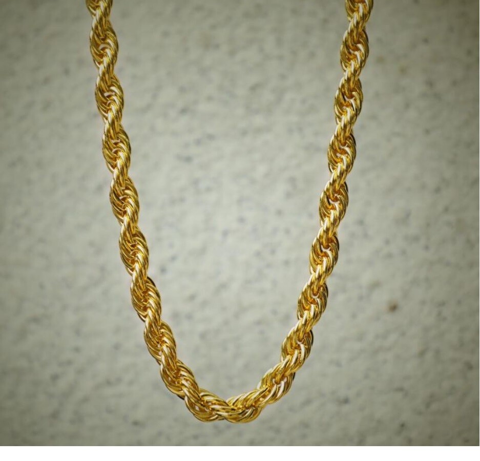 Solid 18K Yellow Gold Filled Tarnish-Free 16-32″ 4mm Italian Rope Chain Necklace