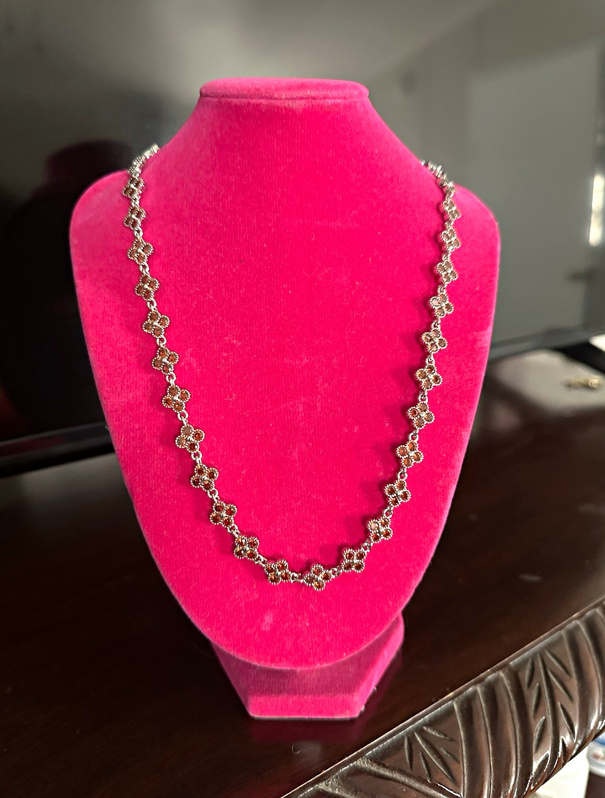 Silver Tone Metal Cable Chain Link Necklace, Chain Style,flowers
