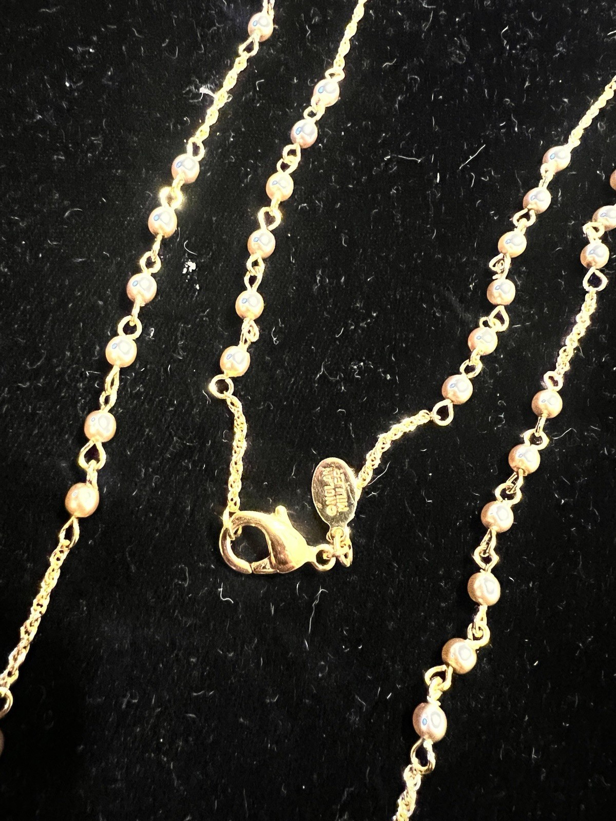 Vtg Nolan Miller Glamour Collection Gold Tone Faux Pearl Teardrop Necklace 7298