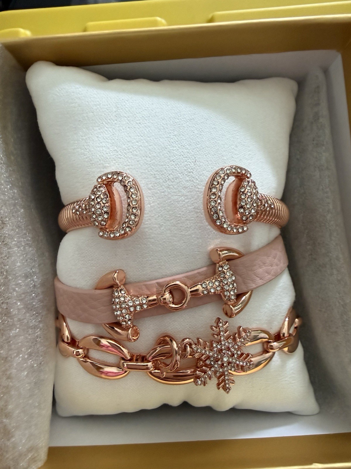 BP Rose Gold Plated Snowflake Charm Link Bracelet