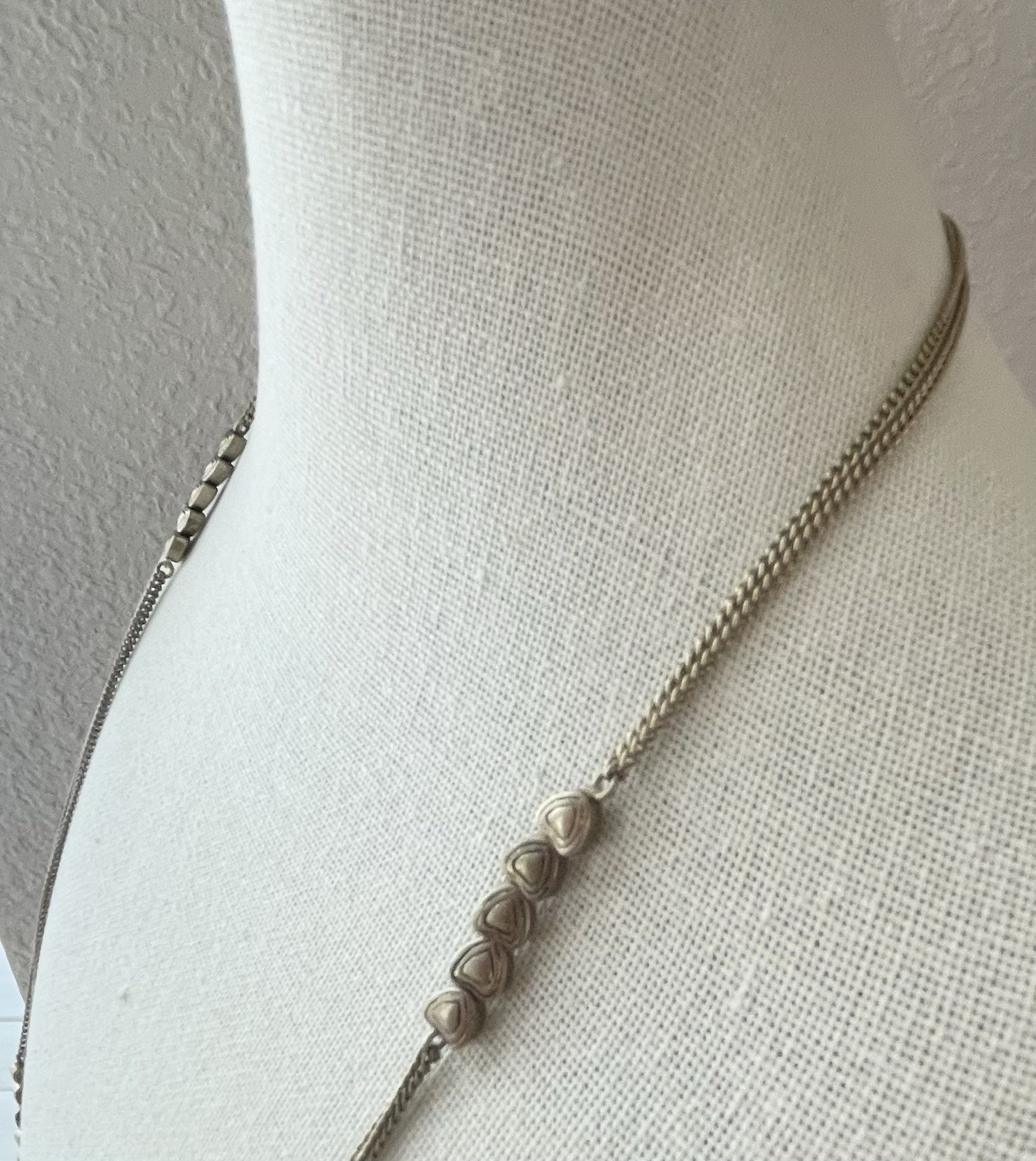 Jessica Simpson Gold Tone Heart Beaded Chain Long Statement Necklace