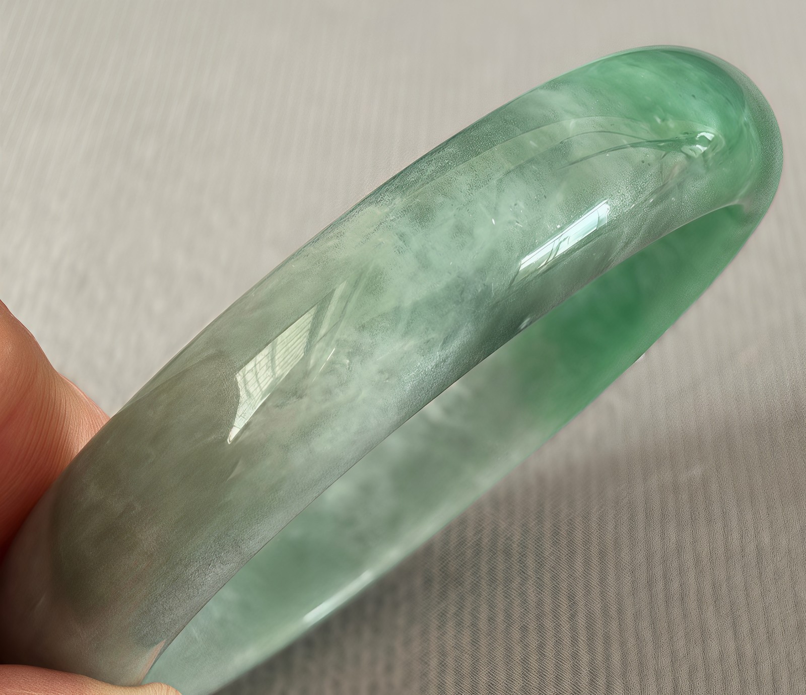 59mm Natural Green Jadeite Jade Bracelets Burma Emerald Jade Bracelet Bangle