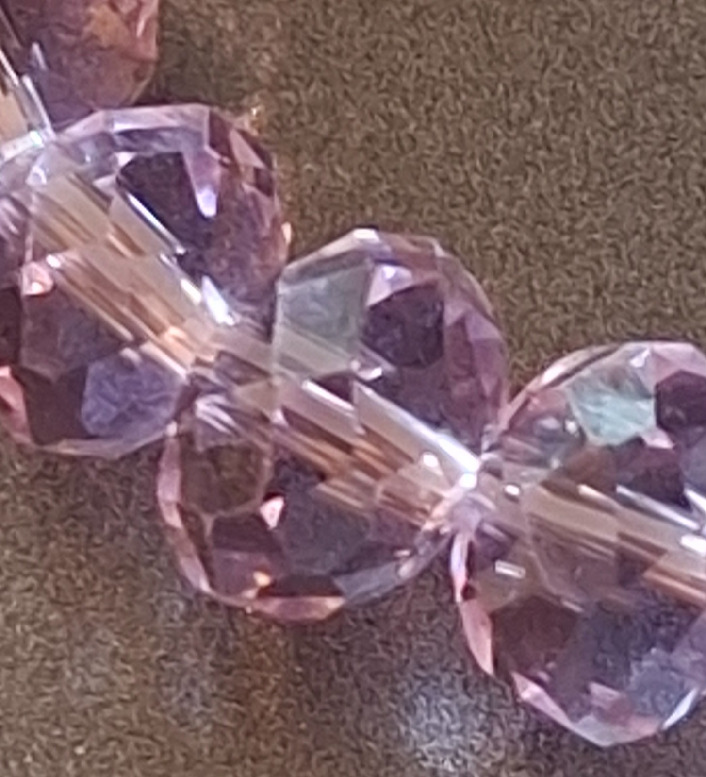 Vintage Jewelry Rondelle Faceted Lavender Crystal Beads Stretch Elastic Bracelet