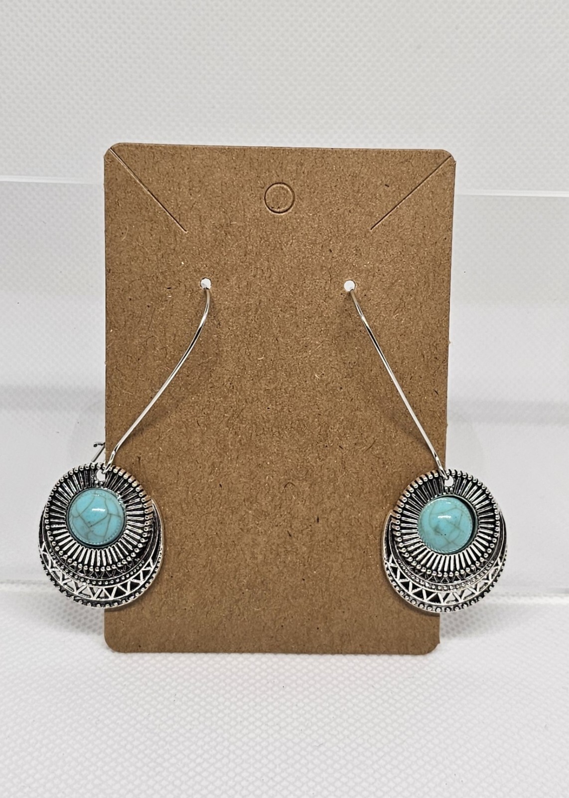 Silver Tone Turquoise Accent Long Dangle Earrings NEW