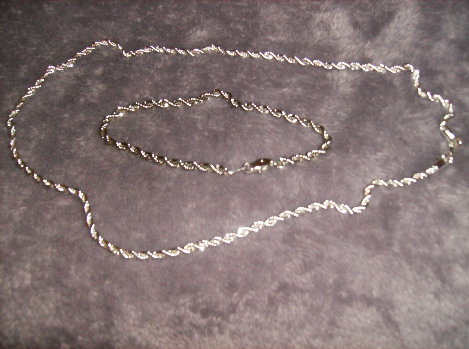 SILVER PLATED 2 PC NECKLACE 19″ & BRACELET 8″ CHAIN NEW #GP26