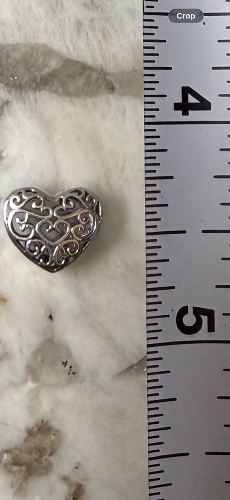 V630 S925 STERLING SILVER FILIGREE SCROLL HEART BEAD CHARM