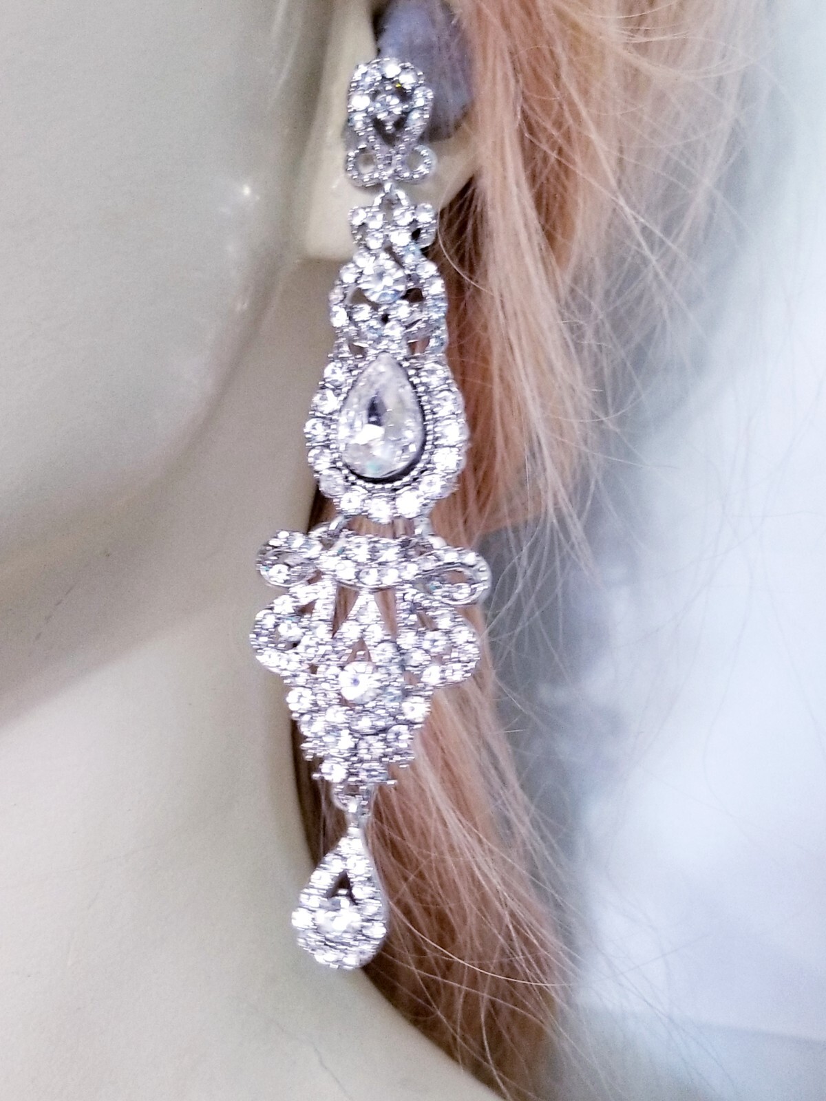 Chandelier Earrings Rhinestone Austrian Crystal 4 inch Clear