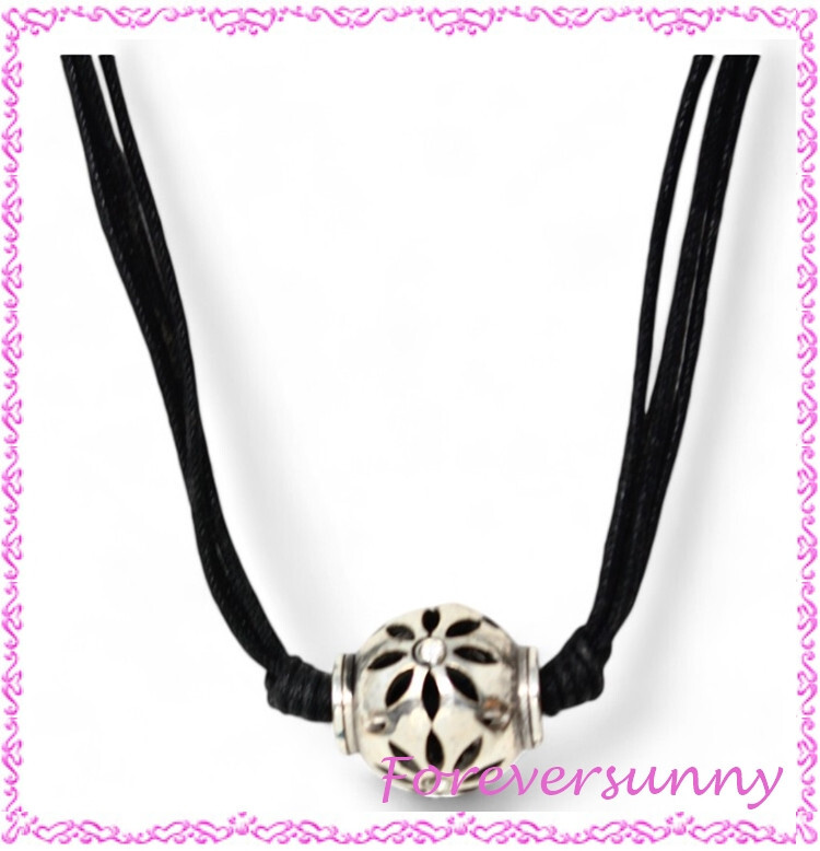 Brighton Trade Winds Black Corded Flower Pendant Necklace