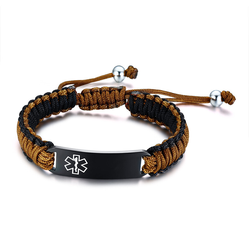 VNOX Custom Engraving Handmade Braided Rope Adjustable MedicalAlert ID Bracelet