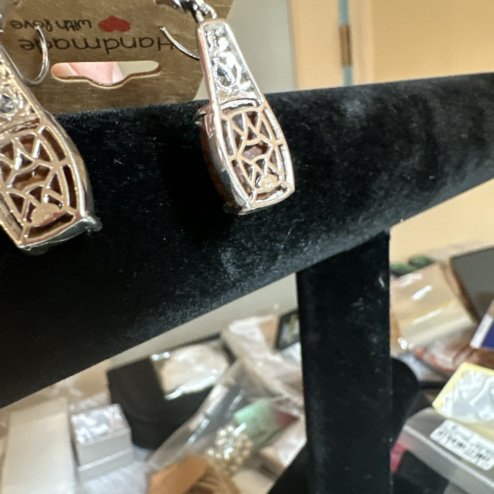 Karis Made Aqua Nueva Moss/Sky Blue Topaz Lever Back Platinum Bond Earrings