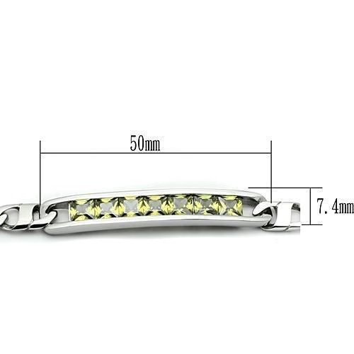 TK570 – High polished (no plating) Stainless Steel Bracelet with AAA Grade CZ in