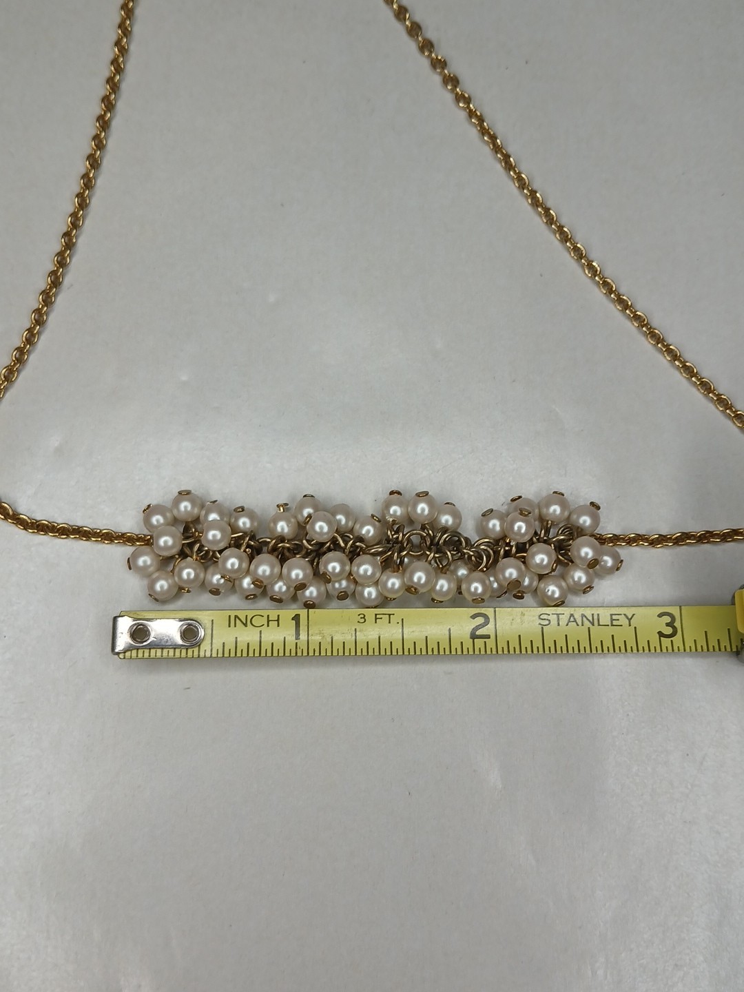 Gold Plated Brass Necklace With Cluster Seed Pearls Bridal Necklace 9.3 Grams