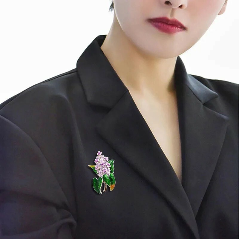 ZARD Lilac Flower Brooch Pin in Enamel