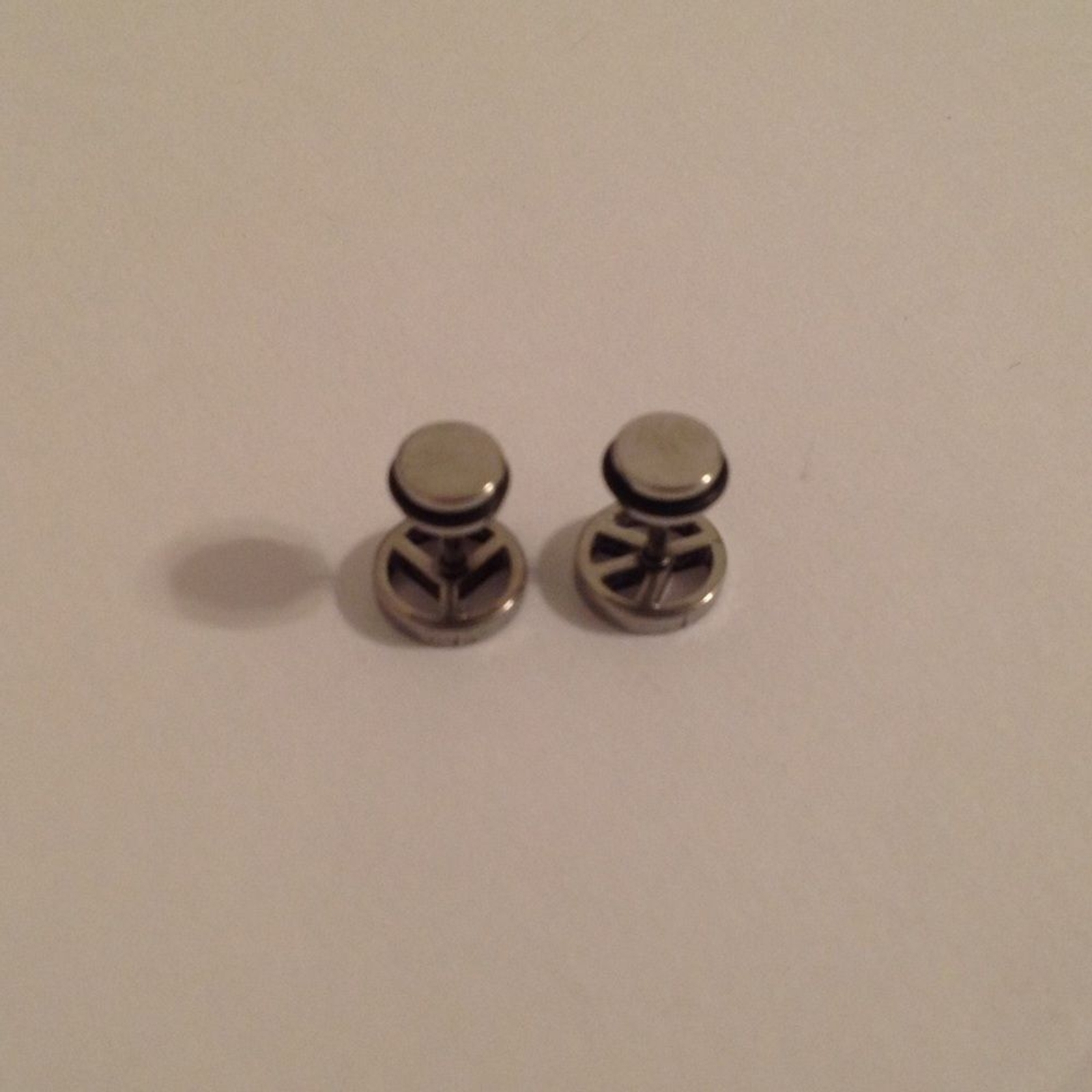 Small Silver Tone Peace Sign Pierced Screw Back Earrings