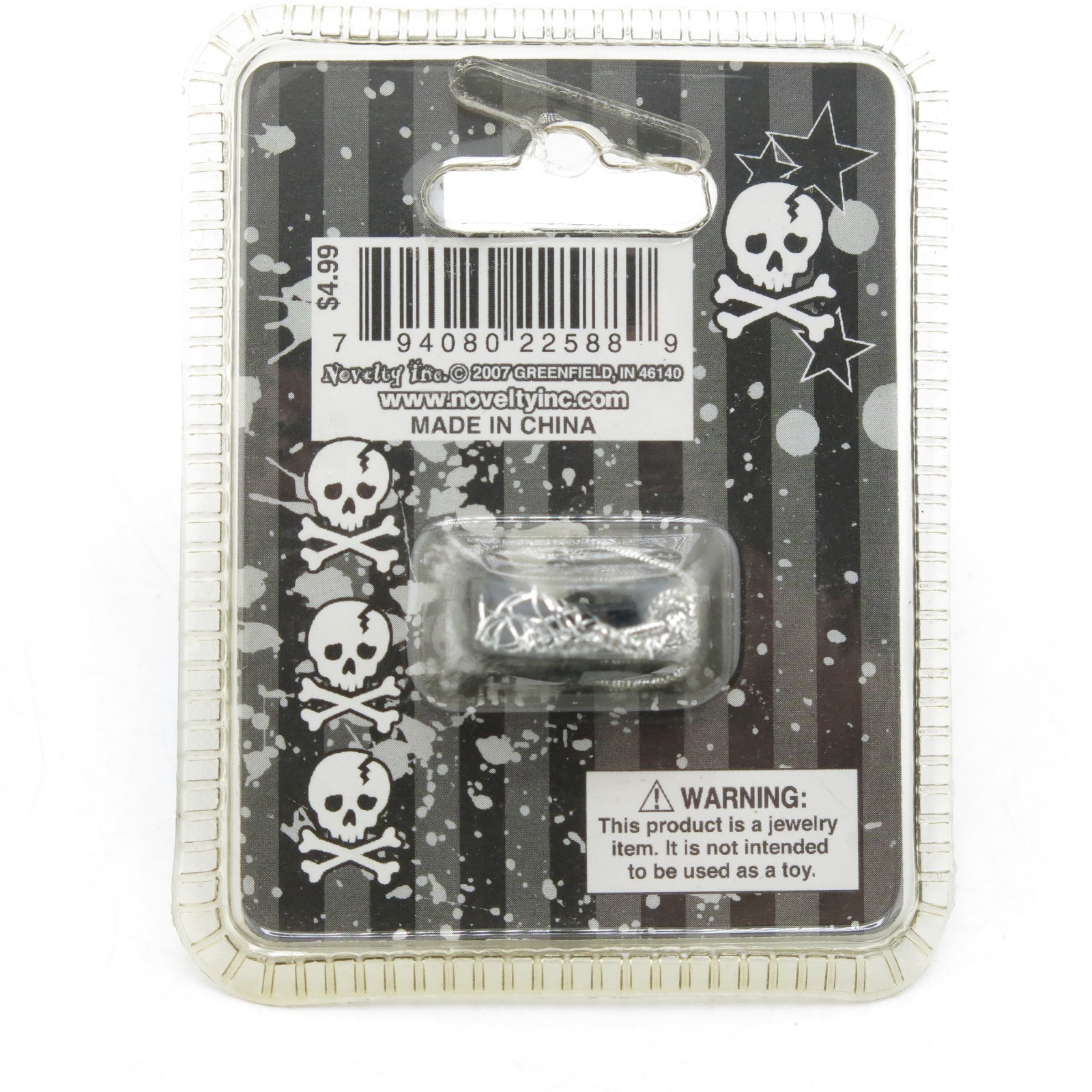 Novelty Inc Punk Stash Ring Skull Black Red Eyes Secret Compartment 2007 New