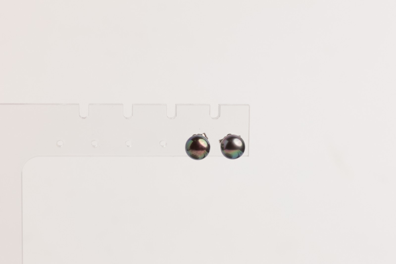 Small Peacock Gree Natural Pearl Stud Earrings on 925 Sterling Silver 6.9 mm big