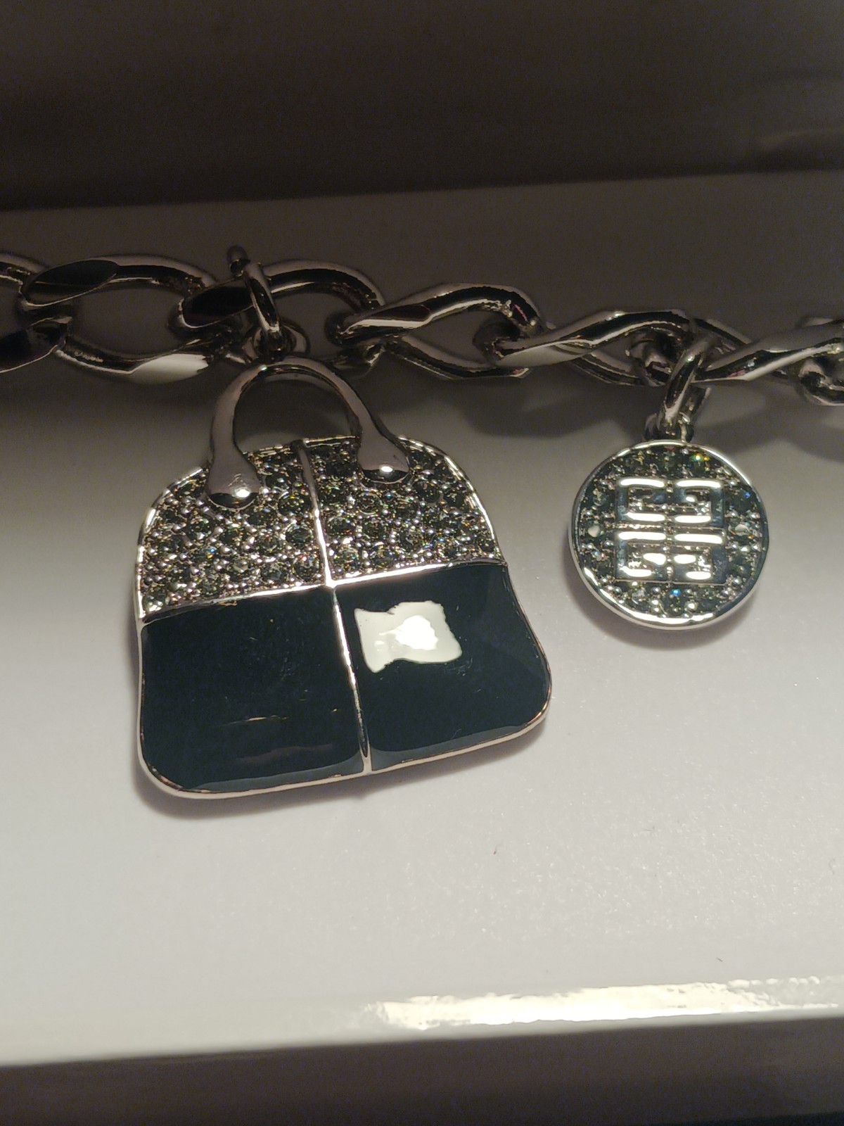 Givenchy Limited Edition Silver Tone Charm Bracelet Swarovski Crystals NEW