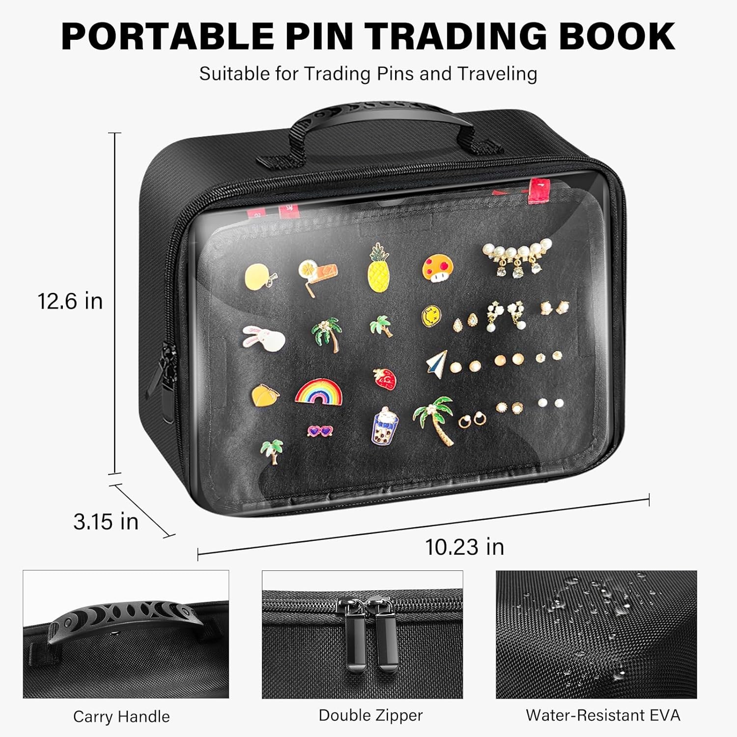 Enamel Pin Display Bag EVA Hard Shell Pin Trading Book, 18 Page Collectible P…