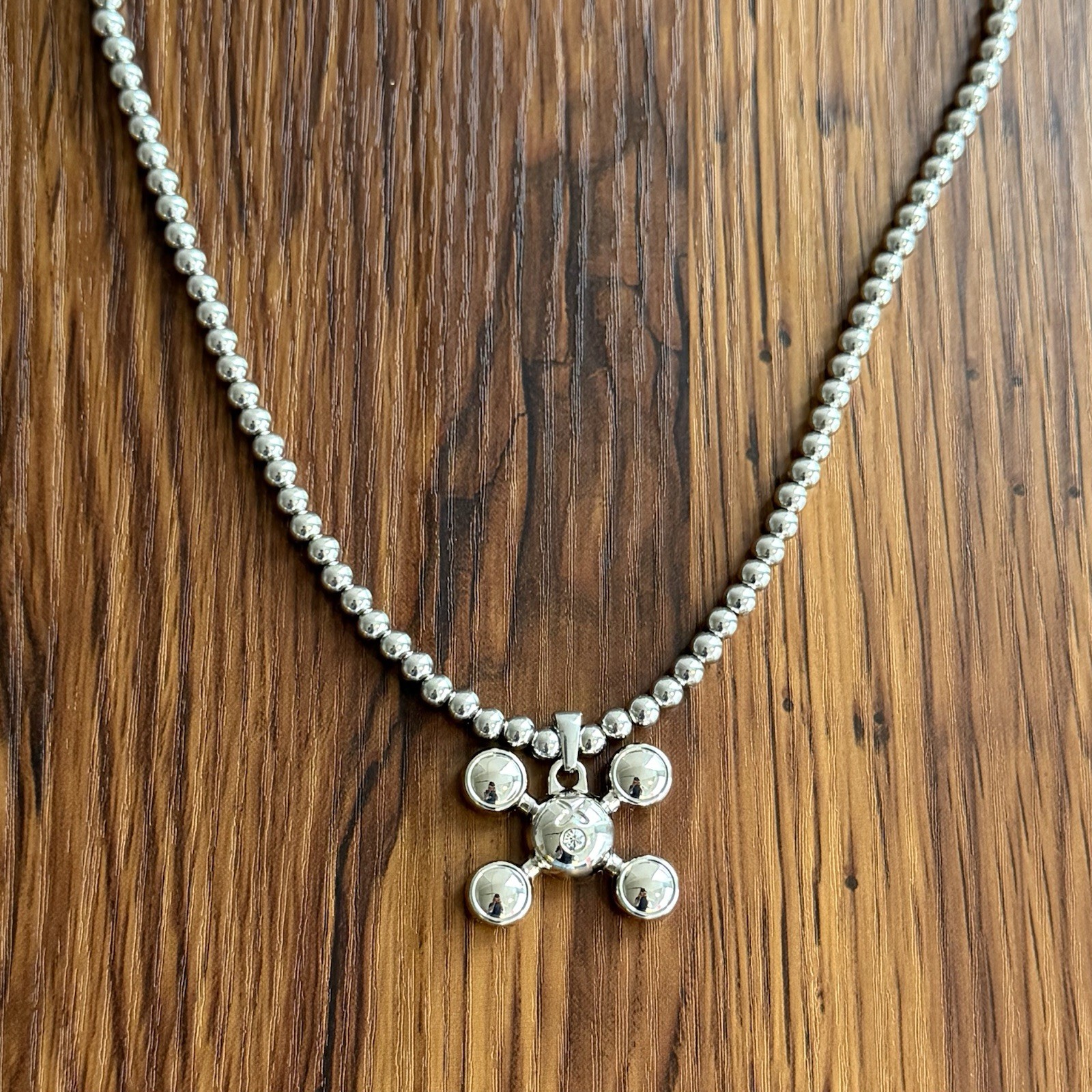 Homer Silver Beaded Pendant Necklace Ball/Bead Chain Frank Ocean Asymmetrical