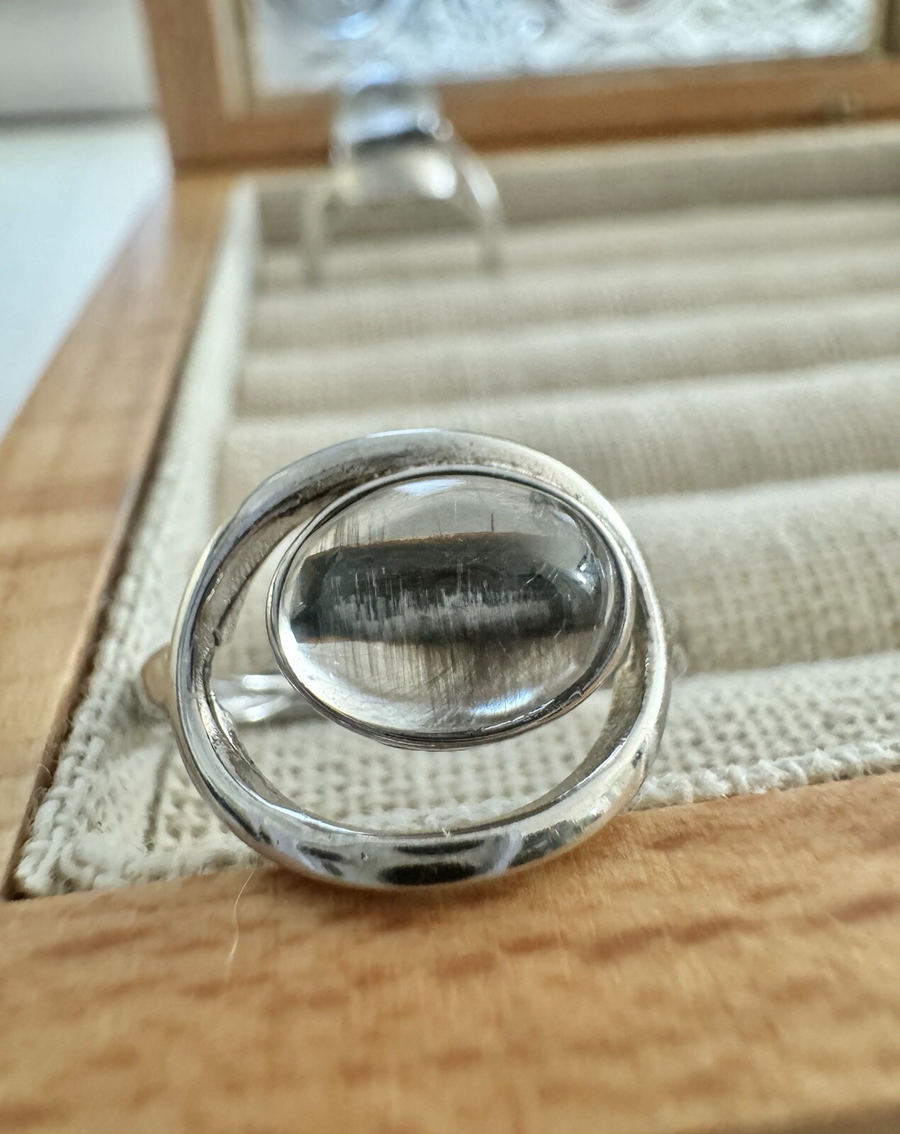 Adjustable s925 sterling silver ring Natural Brookite in Quartz 9.3*6.9MM