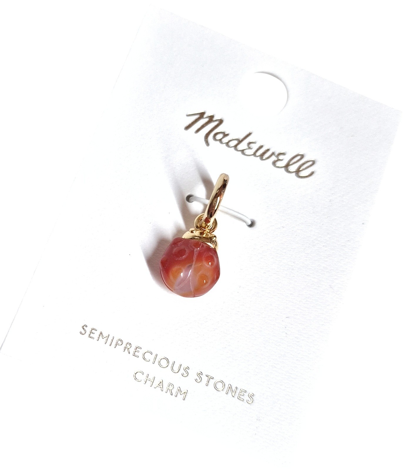 Madewell Semiprecious Ladybug Charm Antique Gold Red Brass Nickel Safe New