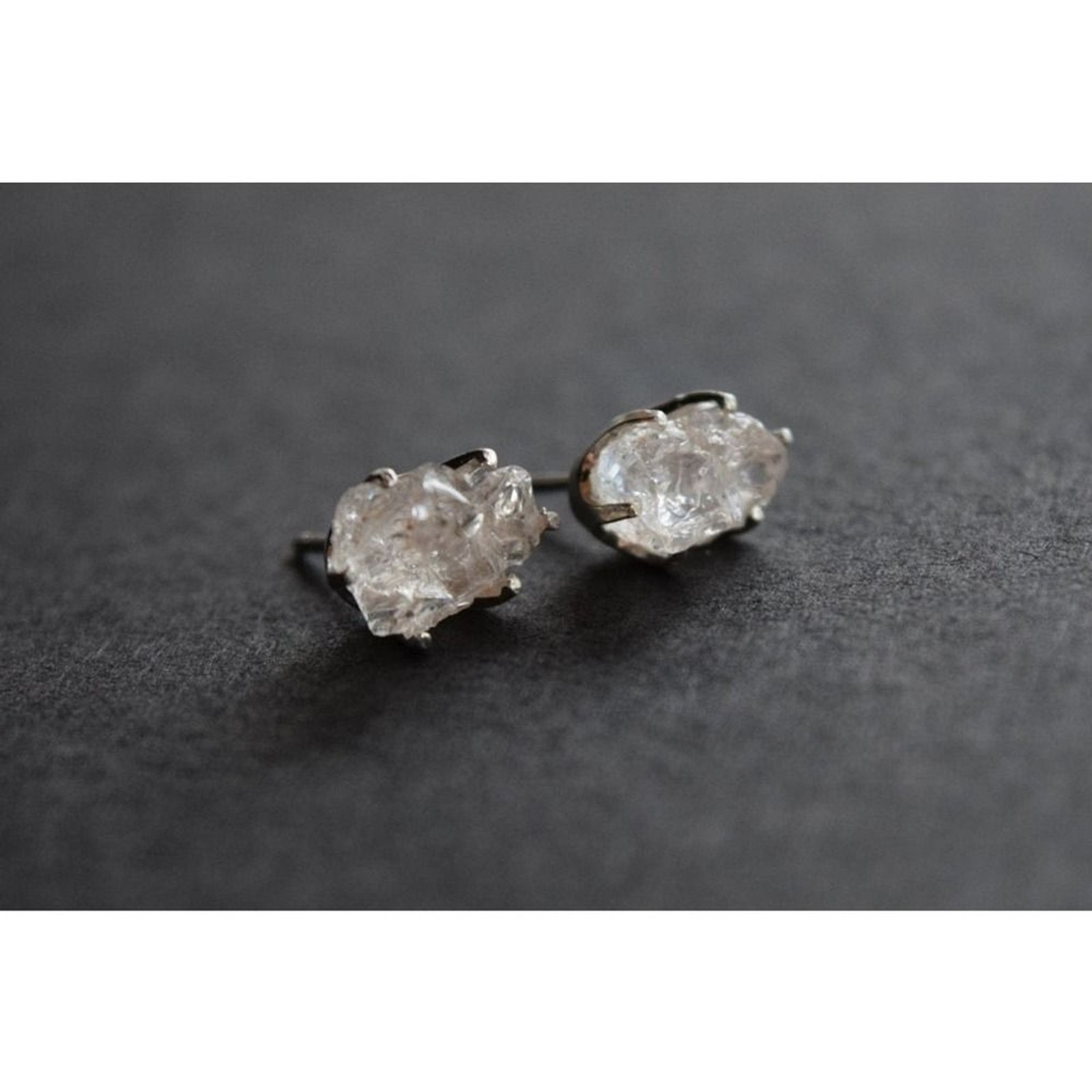 raw stone earrings, natural gemstone studs in sterling silver, crystal e…