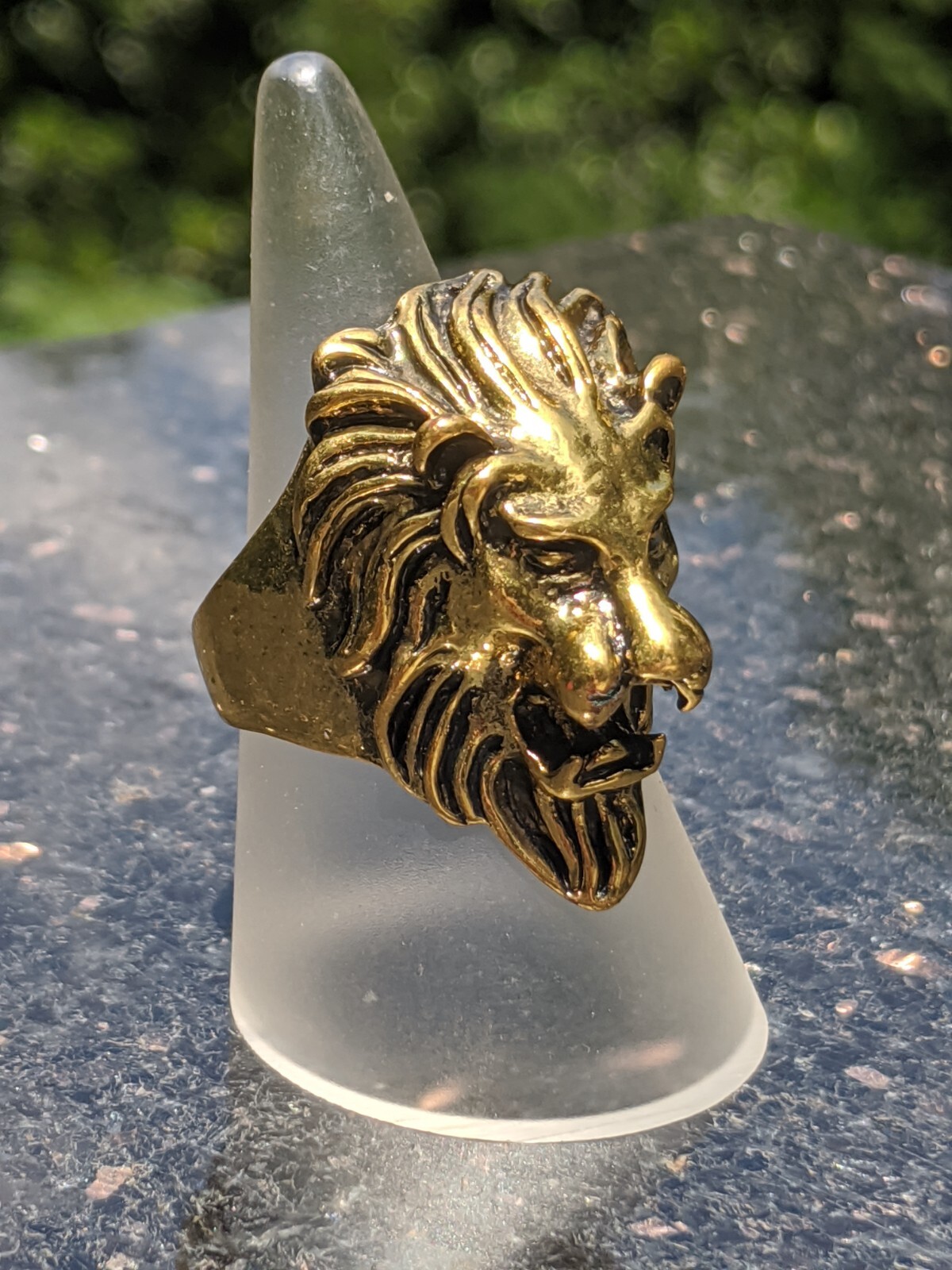 Chunky Brass Leo Lion Head Mane Bust Ring Size 9.75 (9-3/4)