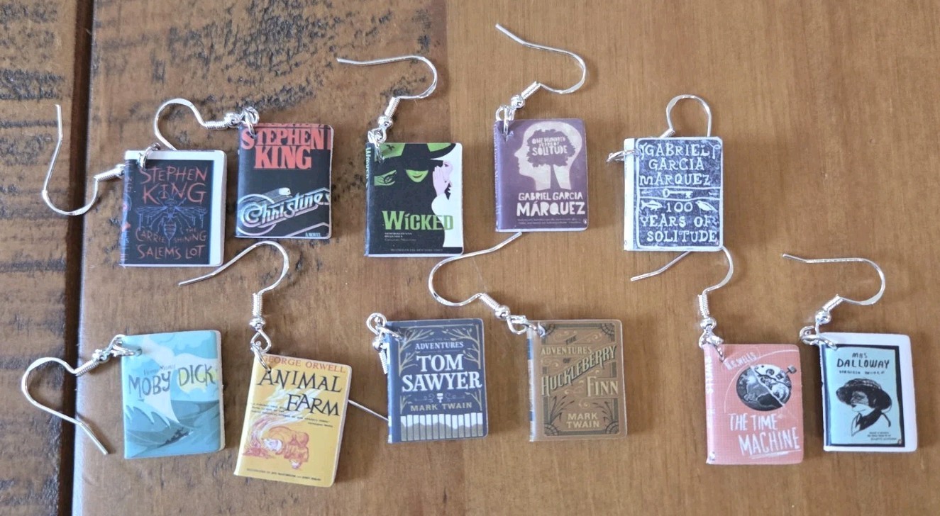 Individual Mini Book Earrings Handmade – Classics and Children’s Literature